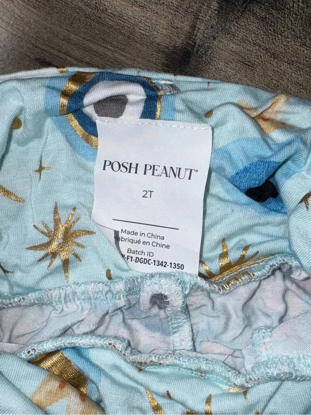 Posh Peanut Fiona Blue Evil Eye Wide Leg Romper 2T Gold Foil Moon Ruffle